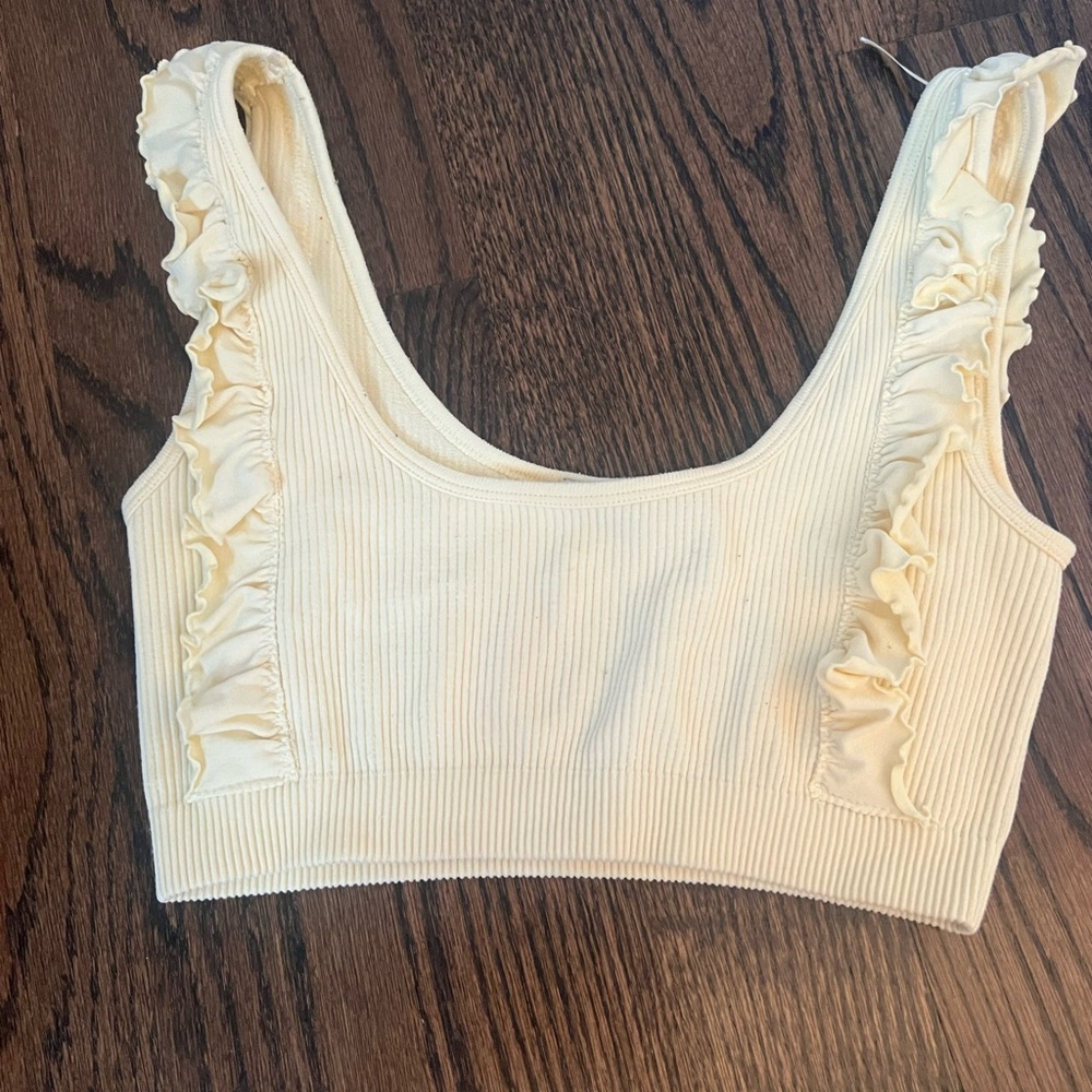 Zara yellow cropped tank top size small